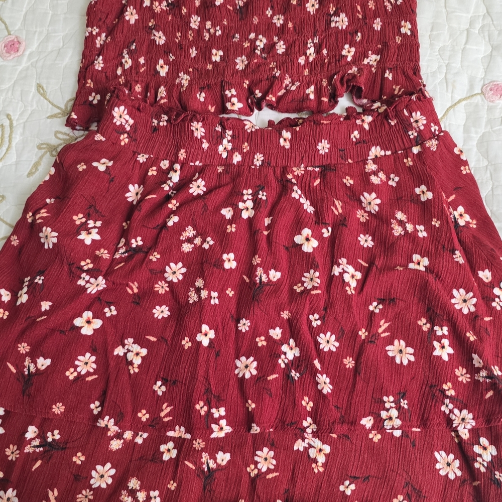 Paper Crane Red Floral Kids Dress